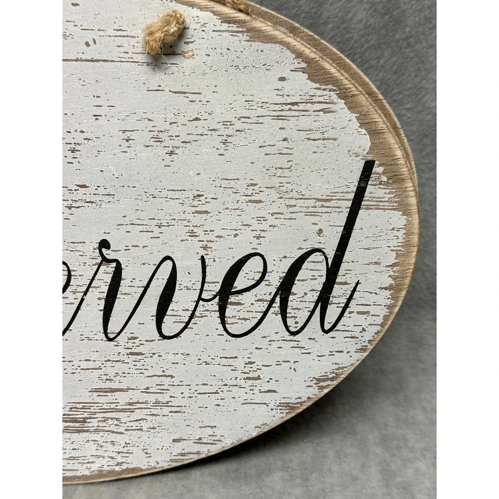 Reserved Signs Set of 5‎ Home Decor White Distressed Rustic Wood Oval New